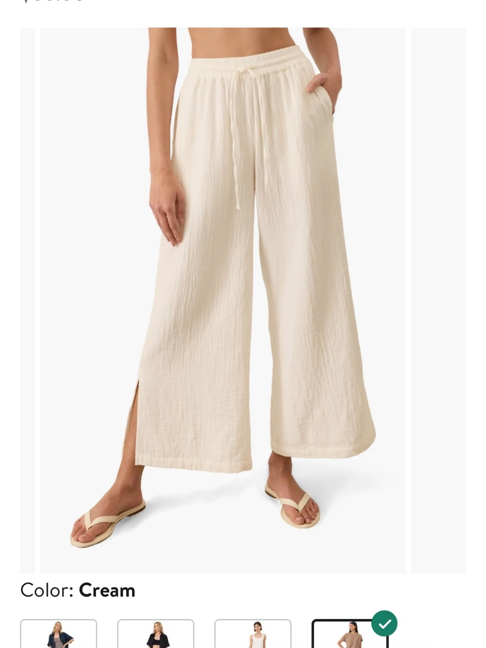 Pact new with tags organic cotton coastal double gauze split hem pants
